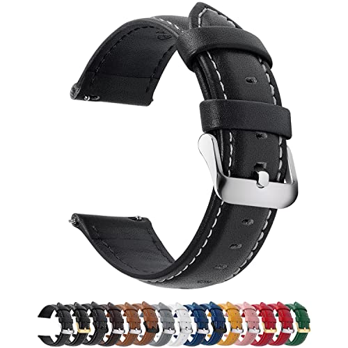 Fullmosa Watch Band, Quick Release Leather Watch Strap for Men Women, Replacement Bands Width 14mm 16mm 18mm 19mm 20mm 21mm 22mm 24mm