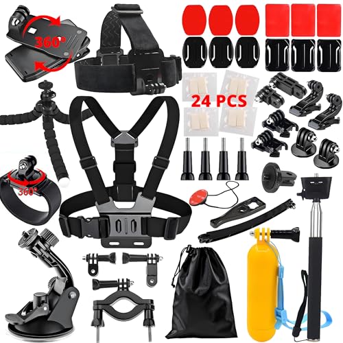 lifelimit Accessories 62 in 1 Accessories Starter Kit Compatible with All Gopro Hero 13/12/11/10/9/8 max Fusion/Session/HD Black White Silver AKASO APEMAN Campark SJCAM